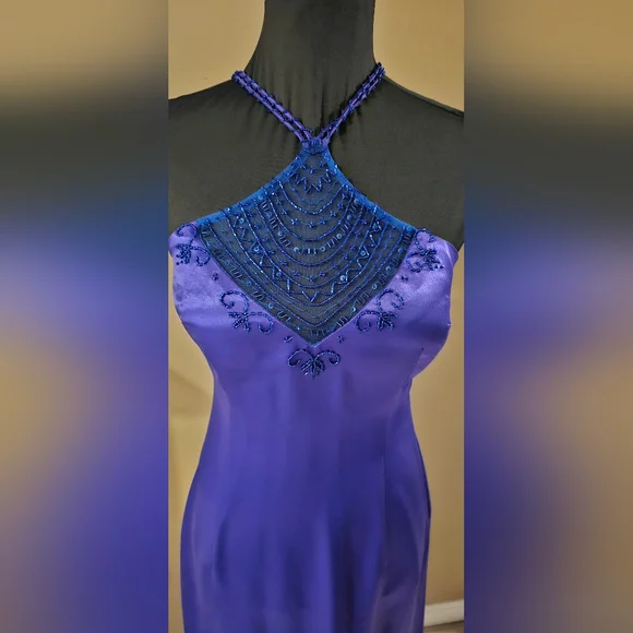 Elegant Purple Halter Dress - Picture 2 of 7